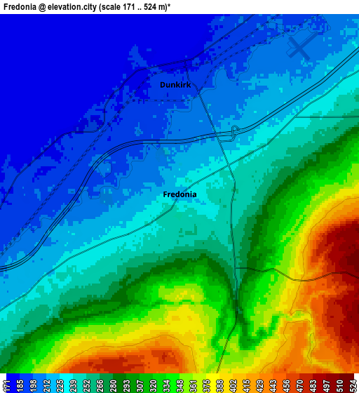 Zoom OUT 2x Fredonia, United States elevation map