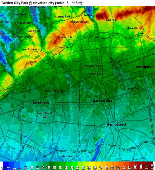 Zoom OUT 2x Garden City Park, United States elevation map