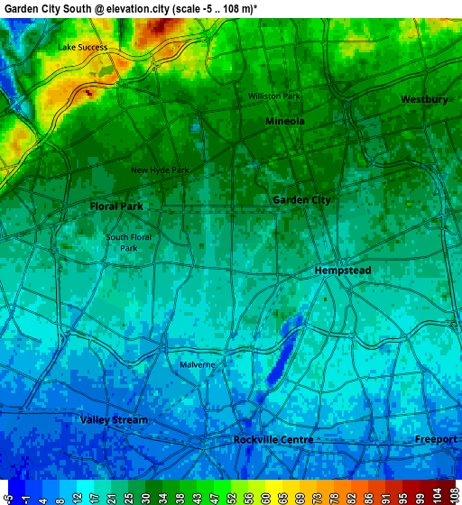 Zoom OUT 2x Garden City South, United States elevation map