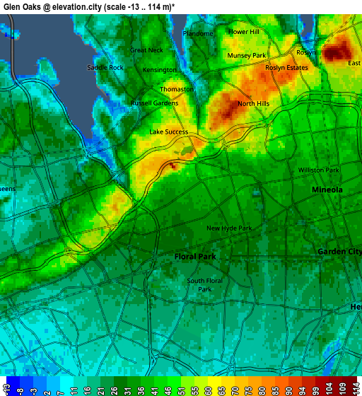 Zoom OUT 2x Glen Oaks, United States elevation map