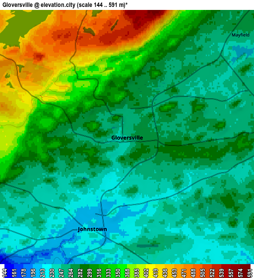 Zoom OUT 2x Gloversville, United States elevation map