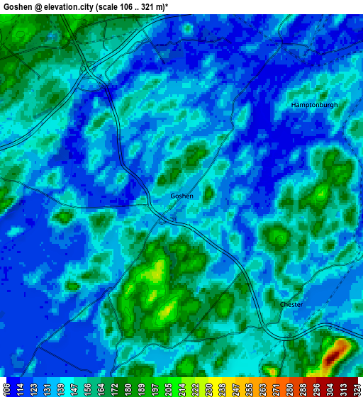 Zoom OUT 2x Goshen, United States elevation map