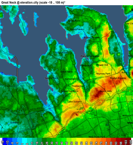 Zoom OUT 2x Great Neck, United States elevation map