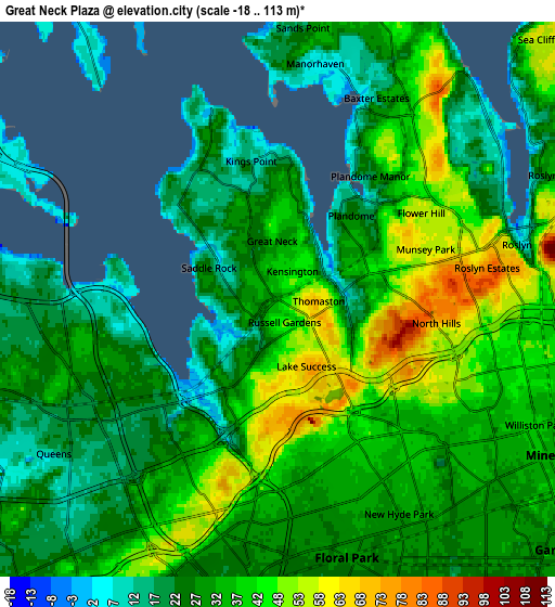 Zoom OUT 2x Great Neck Plaza, United States elevation map