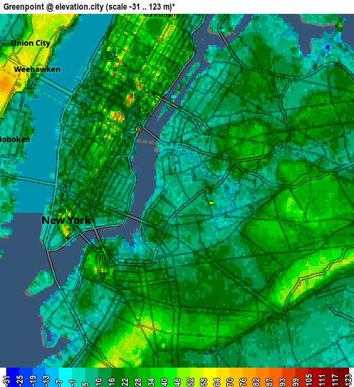 Zoom OUT 2x Greenpoint, United States elevation map