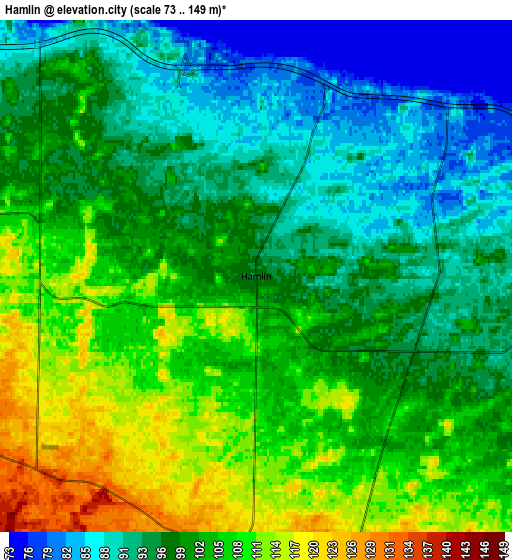 Zoom OUT 2x Hamlin, United States elevation map