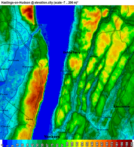 Zoom OUT 2x Hastings-on-Hudson, United States elevation map