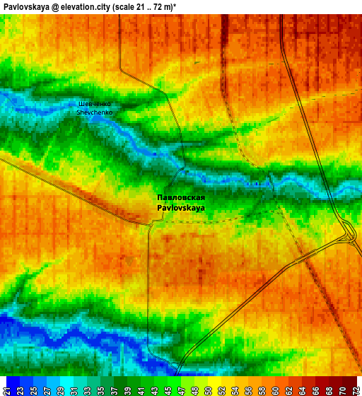 Zoom OUT 2x Pavlovskaya, Russia elevation map