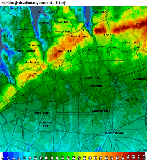 Zoom OUT 2x Herricks, United States elevation map