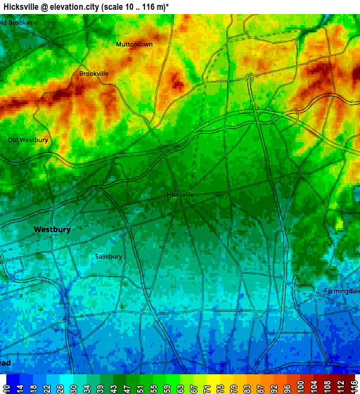 Zoom OUT 2x Hicksville, United States elevation map