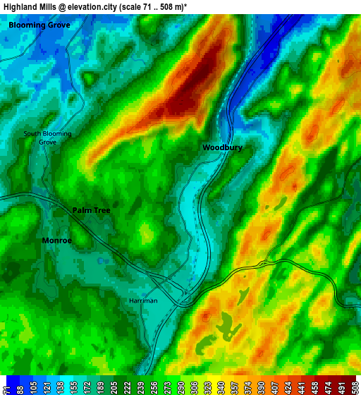 Zoom OUT 2x Highland Mills, United States elevation map