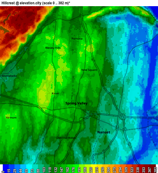 Zoom OUT 2x Hillcrest, United States elevation map