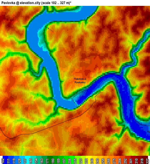 Zoom OUT 2x Pavlovka, Russia elevation map