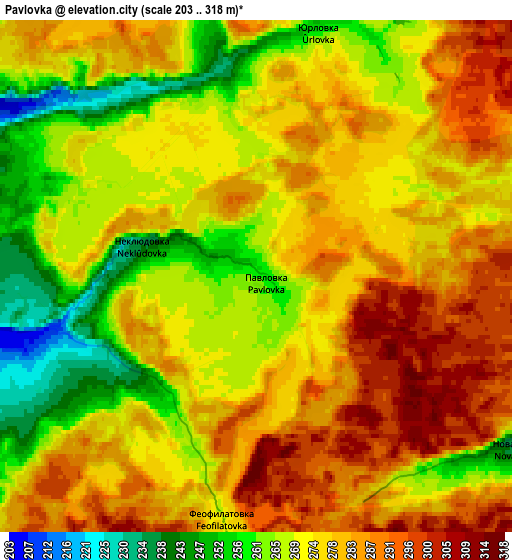 Zoom OUT 2x Pavlovka, Russia elevation map