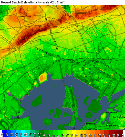 Zoom OUT 2x Howard Beach, United States elevation map