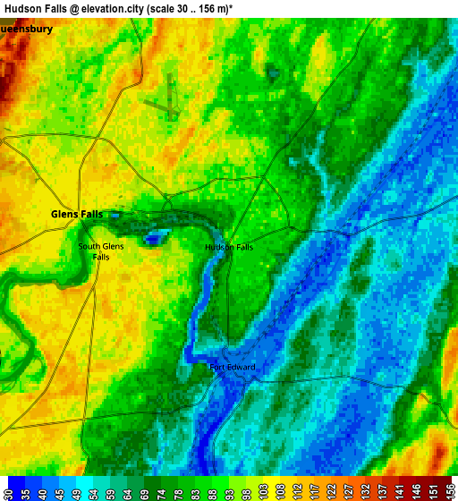 Zoom OUT 2x Hudson Falls, United States elevation map