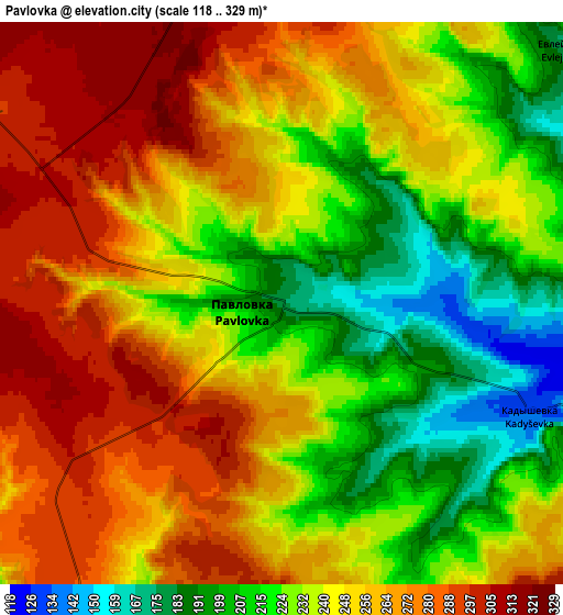 Zoom OUT 2x Pavlovka, Russia elevation map