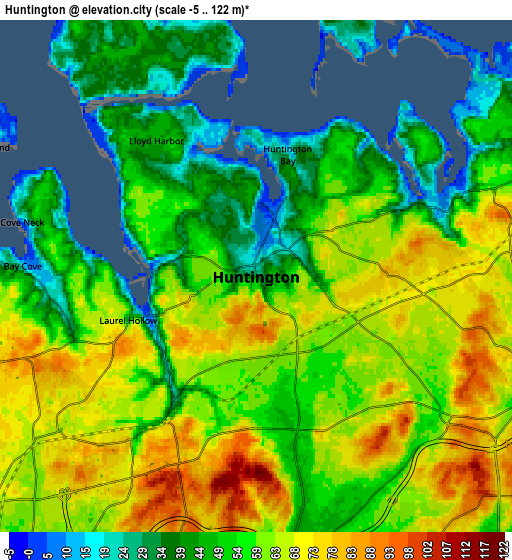 Zoom OUT 2x Huntington, United States elevation map