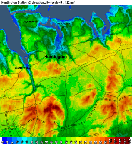 Zoom OUT 2x Huntington Station, United States elevation map