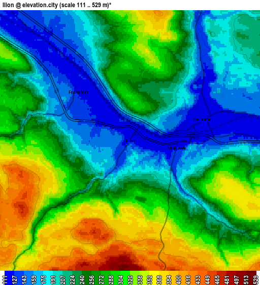 Zoom OUT 2x Ilion, United States elevation map