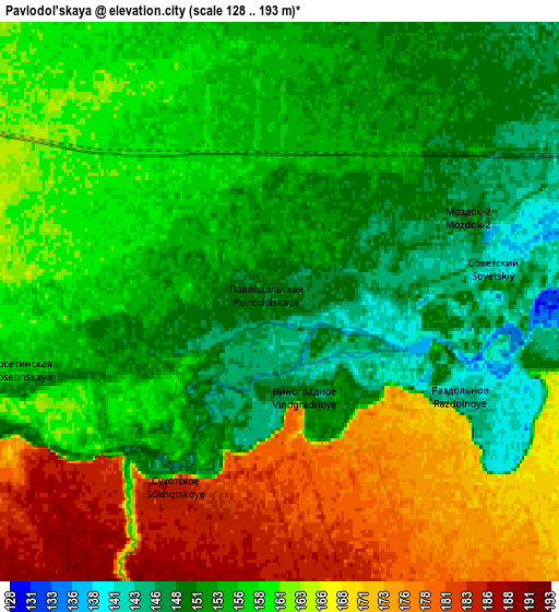 Zoom OUT 2x Pavlodol’skaya, Russia elevation map