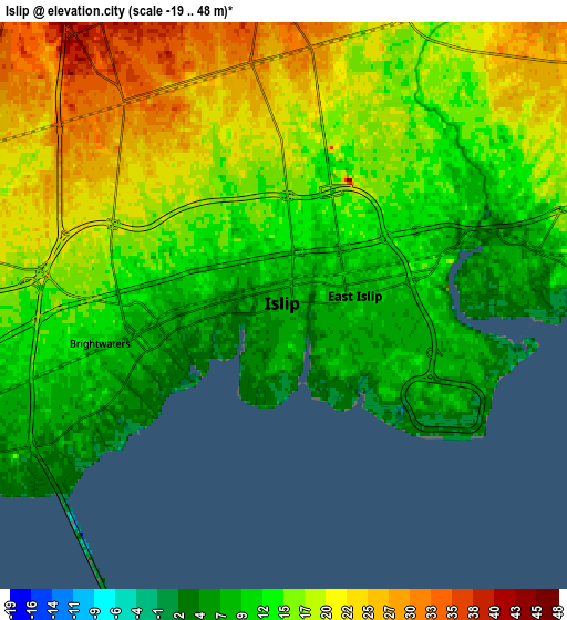 Zoom OUT 2x Islip, United States elevation map