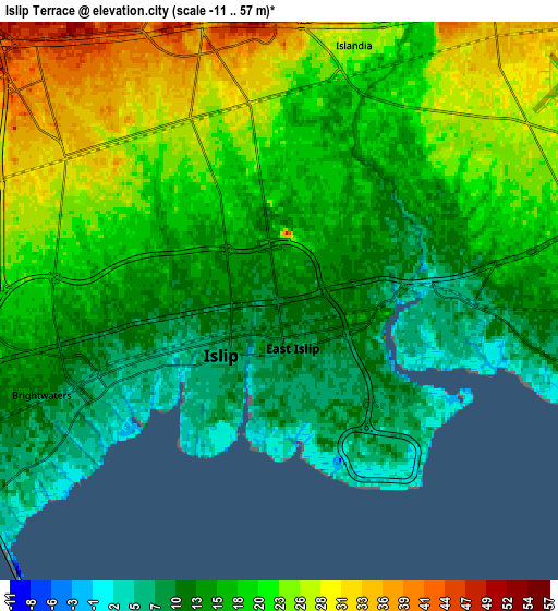 Zoom OUT 2x Islip Terrace, United States elevation map