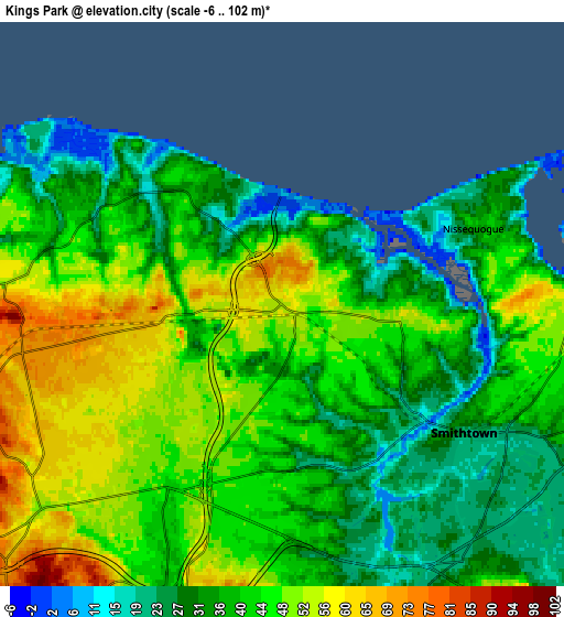 Zoom OUT 2x Kings Park, United States elevation map