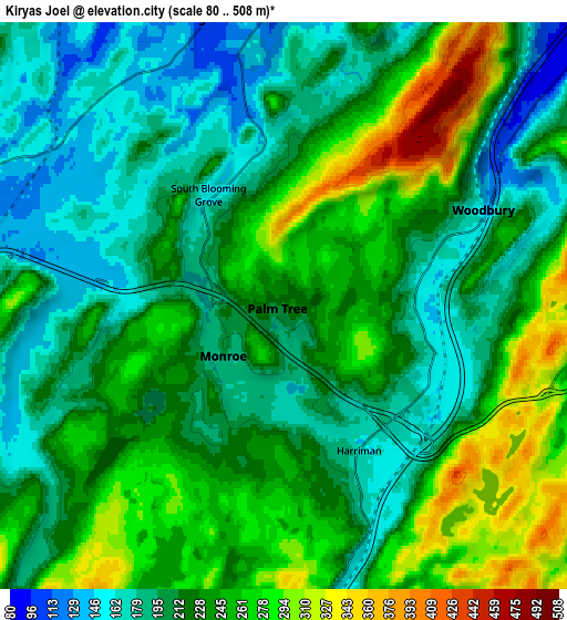 Zoom OUT 2x Kiryas Joel, United States elevation map