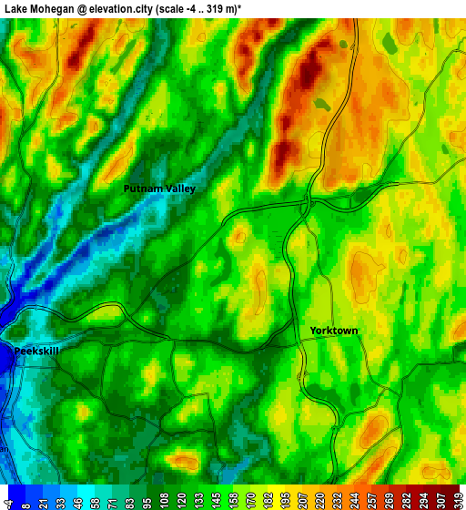 Zoom OUT 2x Lake Mohegan, United States elevation map