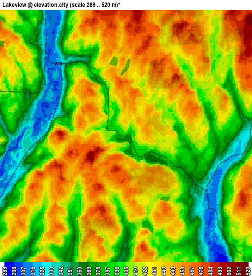 Zoom OUT 2x Lakeview, United States elevation map