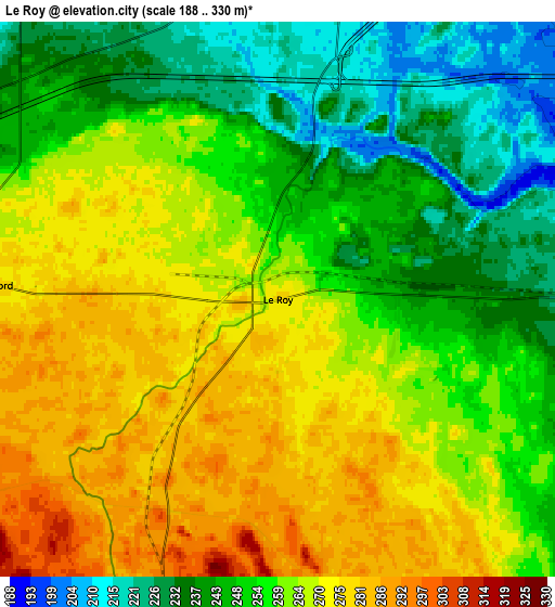 Zoom OUT 2x Le Roy, United States elevation map