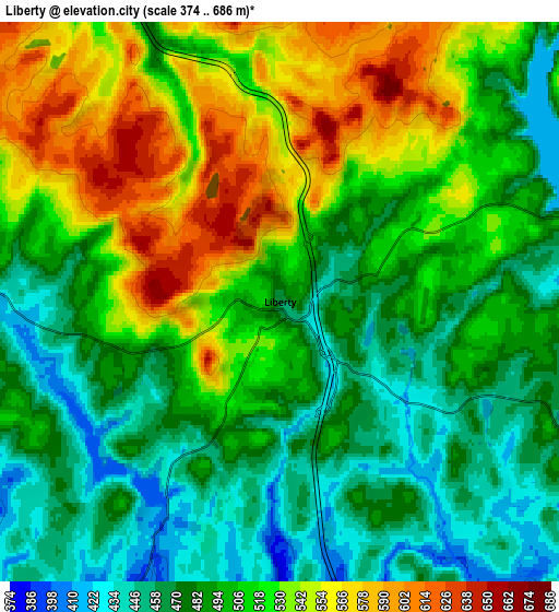 Zoom OUT 2x Liberty, United States elevation map