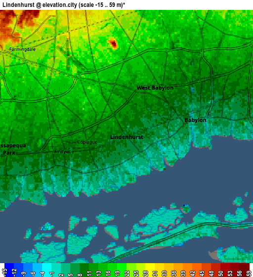 Zoom OUT 2x Lindenhurst, United States elevation map