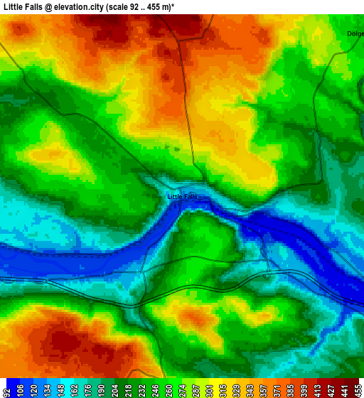 Zoom OUT 2x Little Falls, United States elevation map