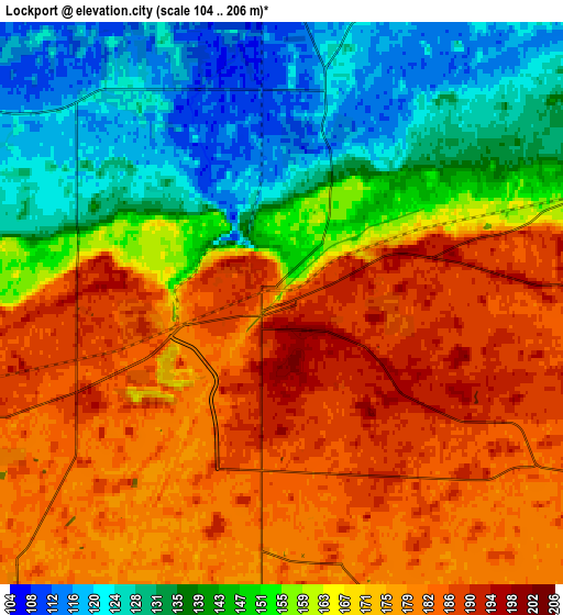 Zoom OUT 2x Lockport, United States elevation map