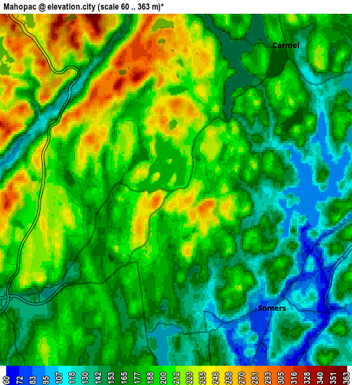 Zoom OUT 2x Mahopac, United States elevation map