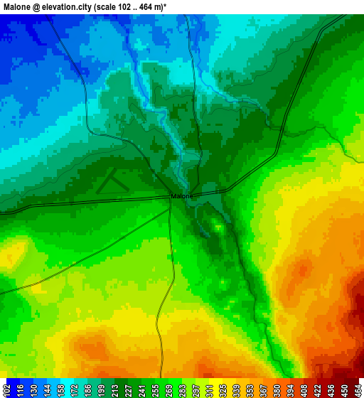 Zoom OUT 2x Malone, United States elevation map