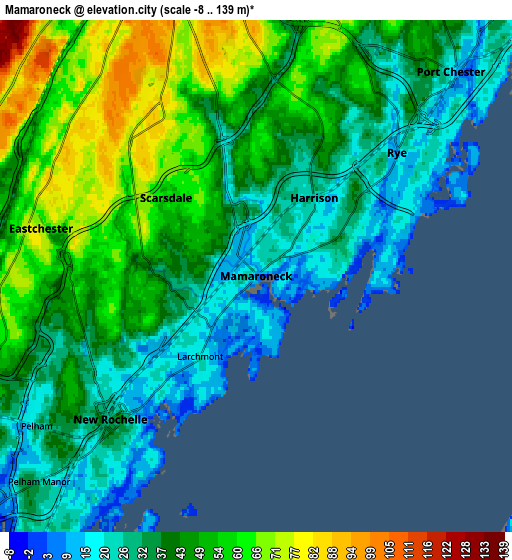 Zoom OUT 2x Mamaroneck, United States elevation map