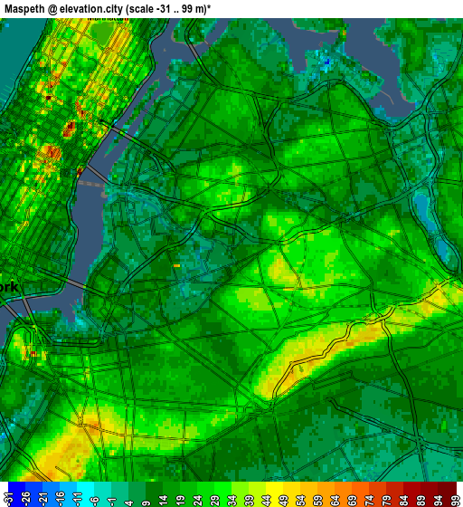Zoom OUT 2x Maspeth, United States elevation map