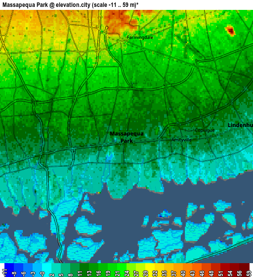 Zoom OUT 2x Massapequa Park, United States elevation map