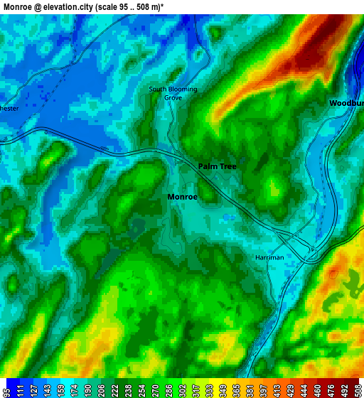 Zoom OUT 2x Monroe, United States elevation map