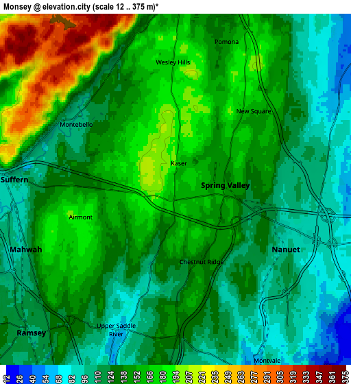 Zoom OUT 2x Monsey, United States elevation map