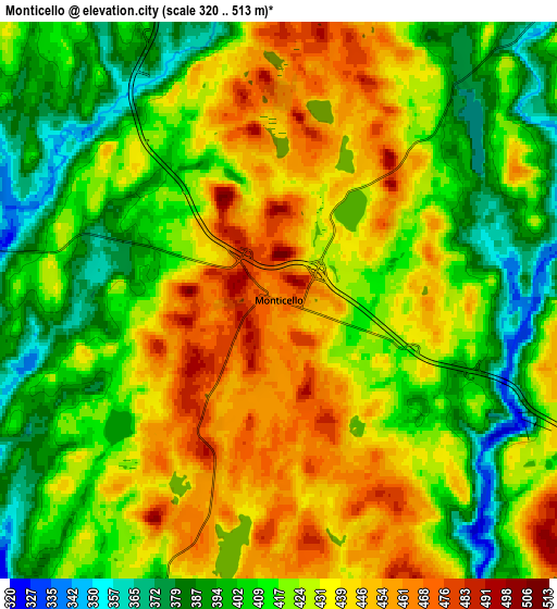 Zoom OUT 2x Monticello, United States elevation map