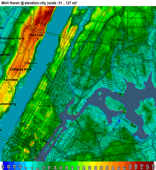 Zoom OUT 2x Mott Haven, United States elevation map