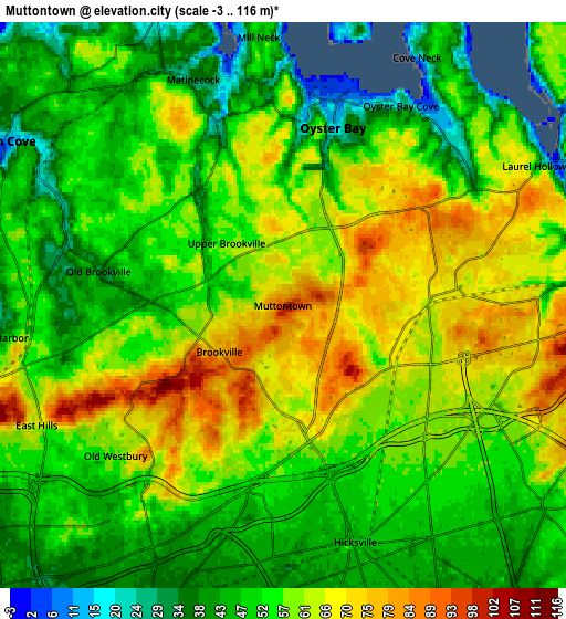 Zoom OUT 2x Muttontown, United States elevation map