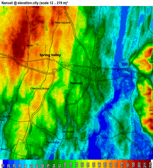 Zoom OUT 2x Nanuet, United States elevation map