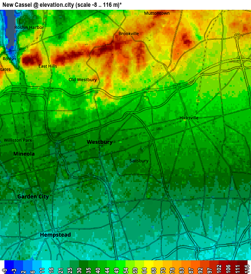 Zoom OUT 2x New Cassel, United States elevation map