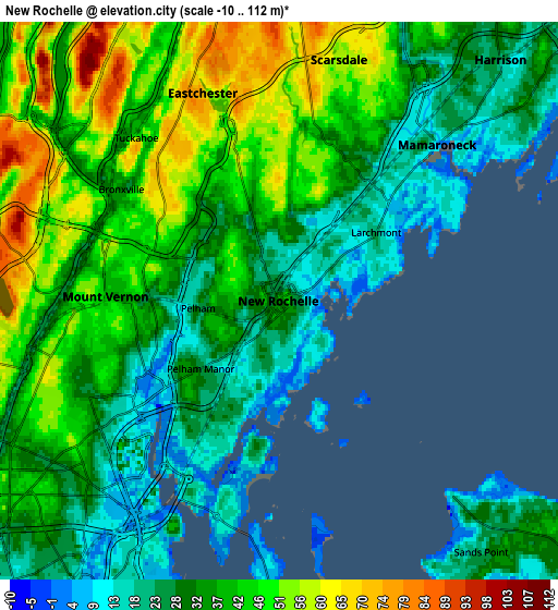 Zoom OUT 2x New Rochelle, United States elevation map