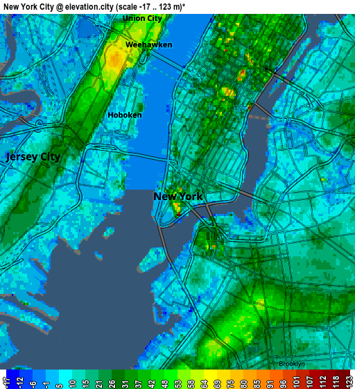 Zoom OUT 2x New York City, United States elevation map